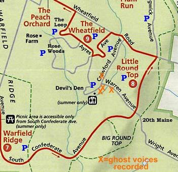 Gettysburg Ghost Voices on Battlefield Map