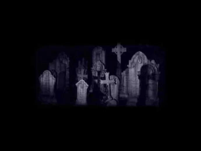 Altered graveyard looks dark and ominous at night...