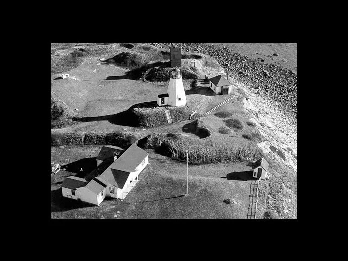 1970s aerial view of the Plymouth Lighthouse that once stood