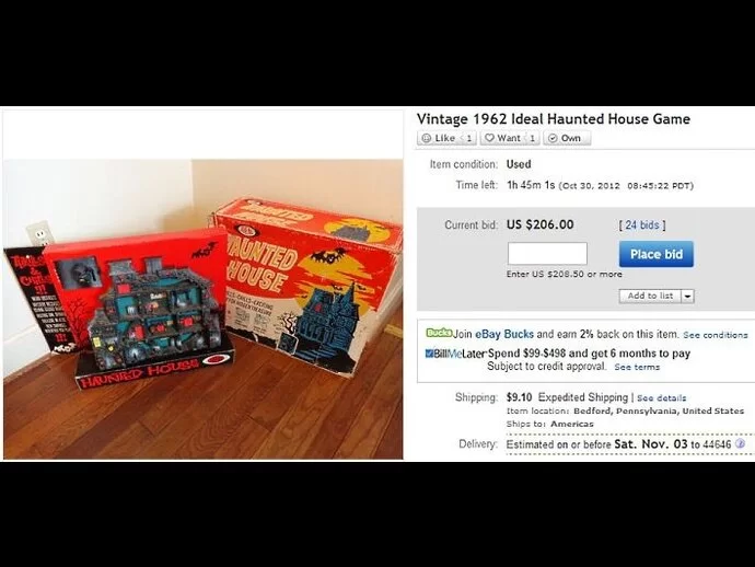 eBay listing of the Haunted House game.