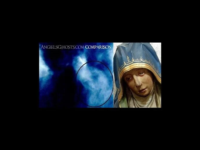 Compare this statue of Mary face with the cloud face.