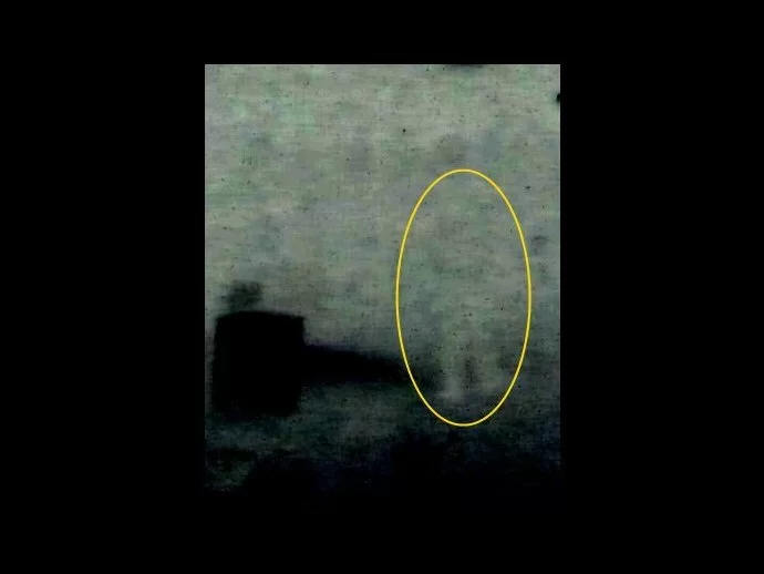 This is a lightened image of the Clophill ghost that was inverted to show the negative image.